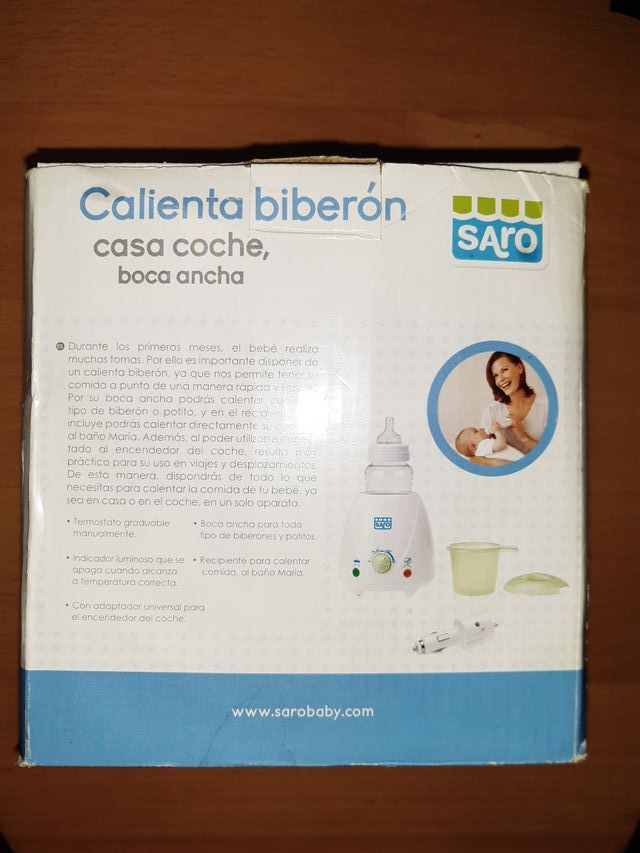 Calienta biberón para casa y coche con boca ancha.