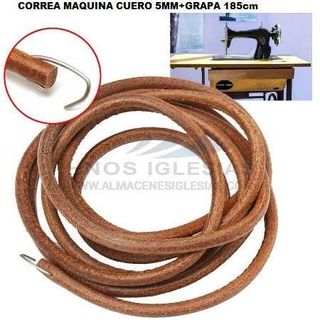 Correa cuero montada 5 mm con grapa