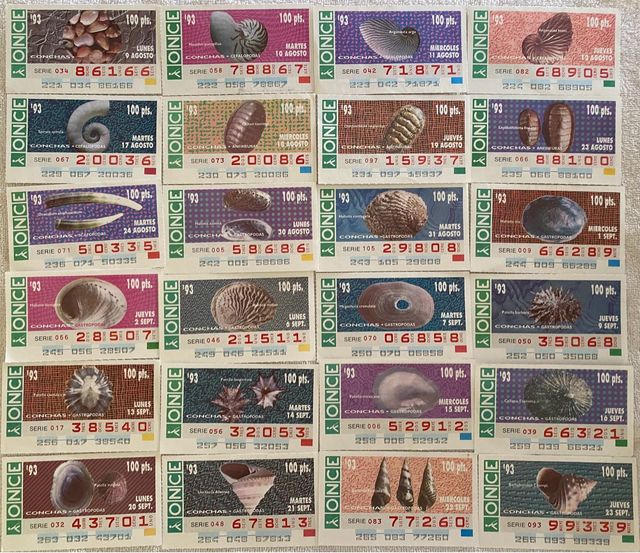 Cupones ONCE 1993 - 1994 CONCHAS