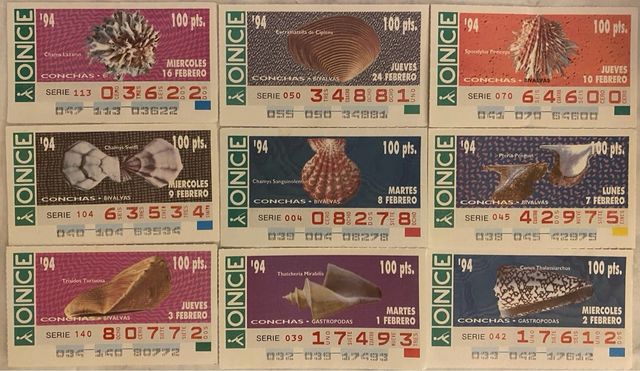 Cupones ONCE 1993 - 1994 CONCHAS