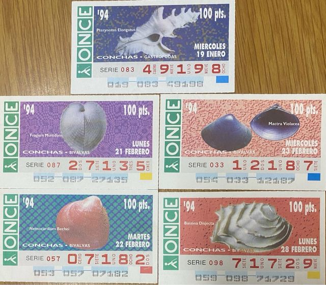 Cupones ONCE 1993 - 1994 CONCHAS