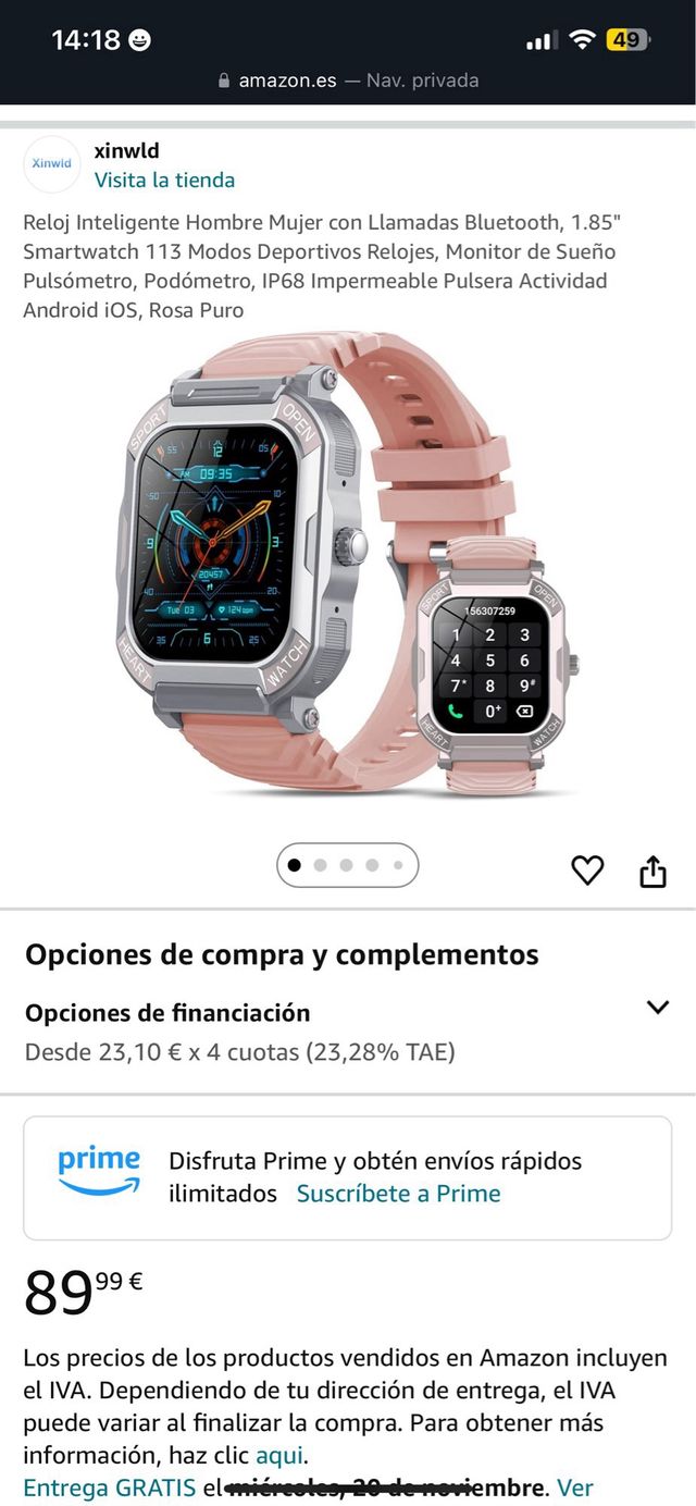 Reloj smartwatch SIN ESTRENAR