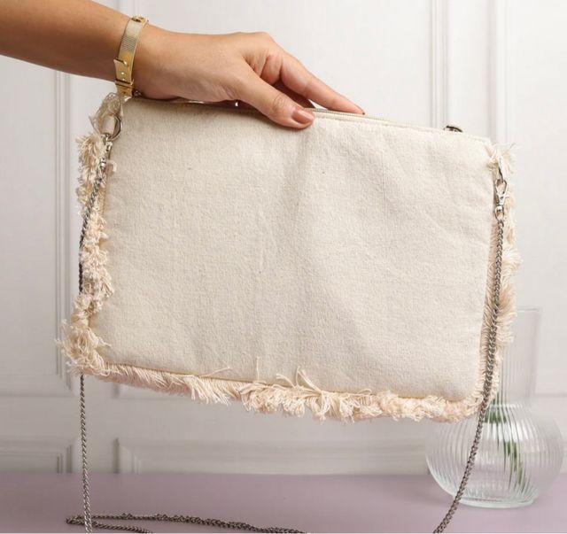 Bolso Boho de Yute Natural con Espejos y Bordado