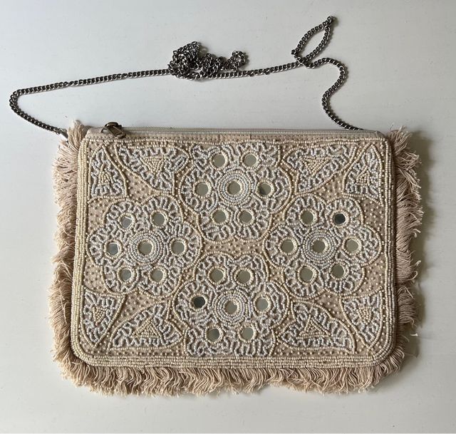 Bolso Boho de Yute Natural con Espejos y Bordado