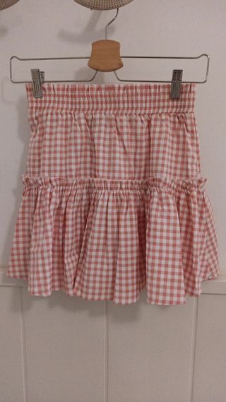 Falda de cuadros / tartán rosa bebé