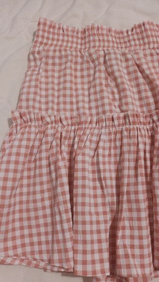 Falda de cuadros / tartán rosa bebé