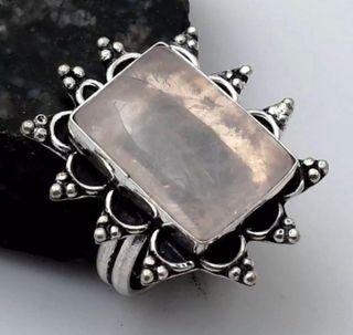 Original anillo Cuarzo rosa baño plata