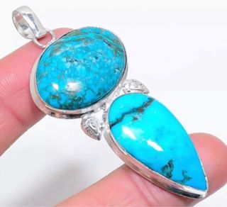 Espectacular colgante de Turquesa baño plata