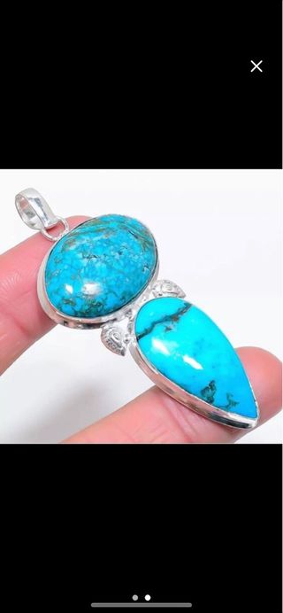 Espectacular colgante de Turquesa baño plata