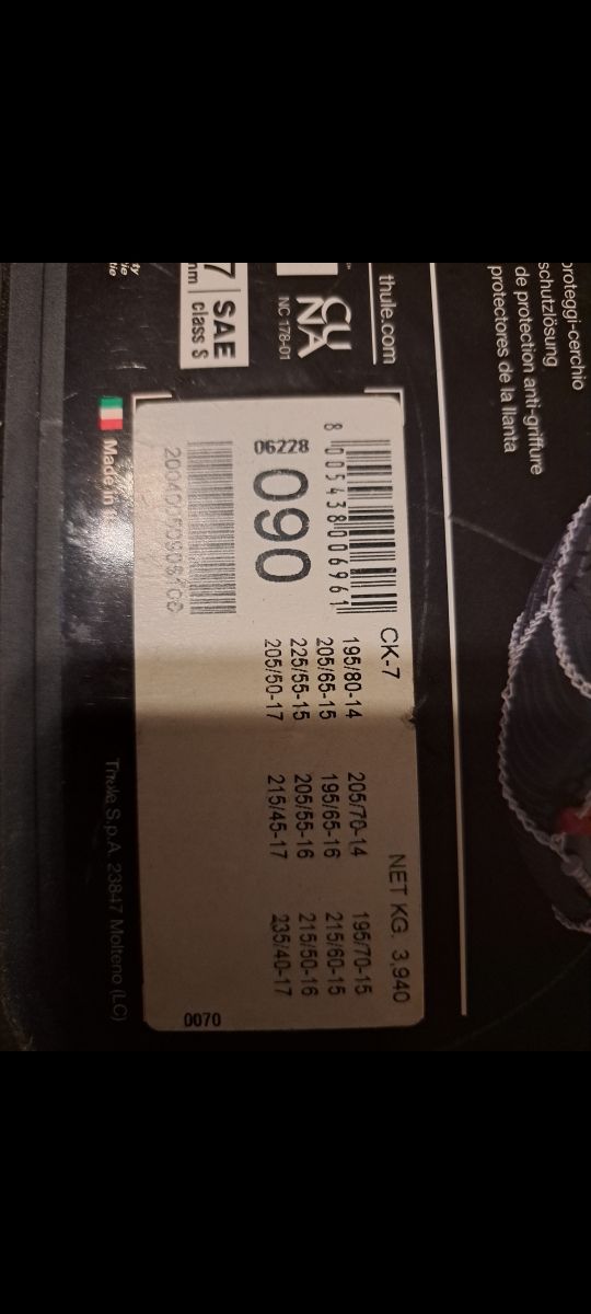 catene da neve thule CK7 090 NUOVE