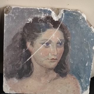 Mattonelle antiche affresco dipinte 1900