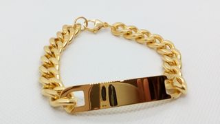 ESCLAVA HOMBRE ACERO CHAPADA ORO 21CM X 11MM