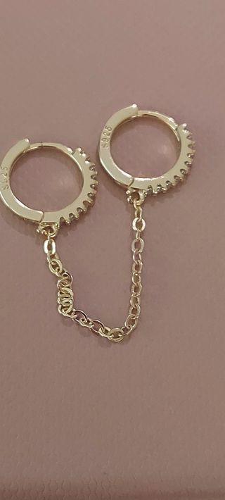 Pendiente s925 dorado de cadena