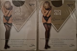 Set 2 autoreggenti con balza in pizzo