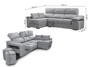 🚨🚨REBAJAS SOFA CHAISELONGUE GRIS OSCURO 263X142
