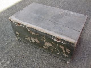 Antico baule legno cassa vintage cassapanca chiave
