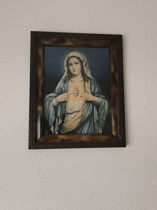Cuadro antiguo del Sagrado Corazón de María 