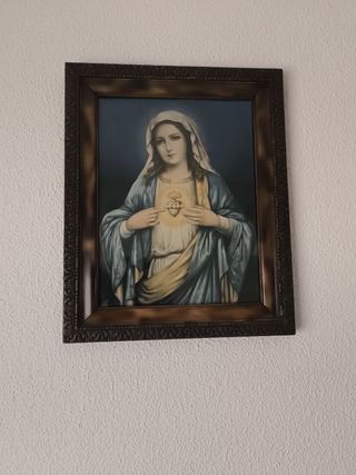 Cuadro antiguo del Sagrado Corazón de María 