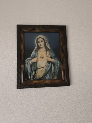 Cuadro antiguo del Sagrado Corazón de María 