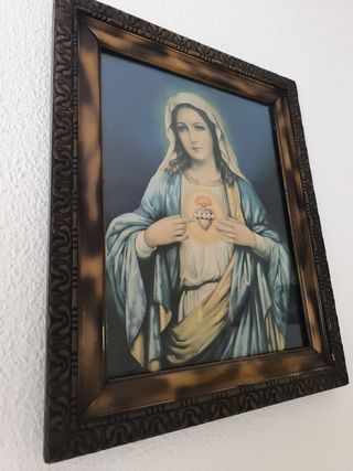 Cuadro antiguo del Sagrado Corazón de María 