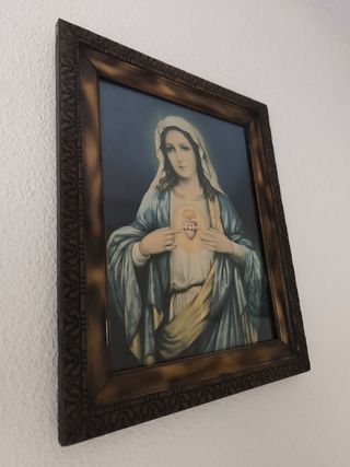 Cuadro antiguo del Sagrado Corazón de María 
