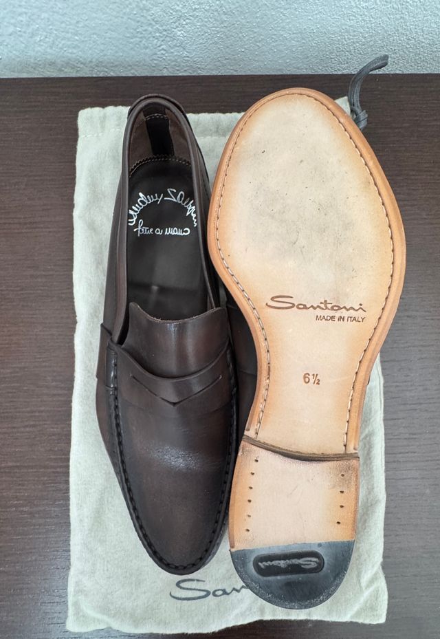 Mocassino Santoni in pelle taglia 40,5 (6,5 UK)