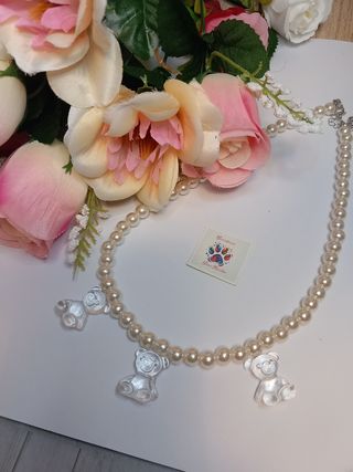 Collar de perlas ositos mini.