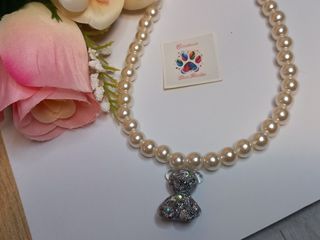 Collar de perlas ositos mini (plata)