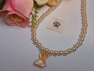 Collar de perlas mini ositos (naranja)