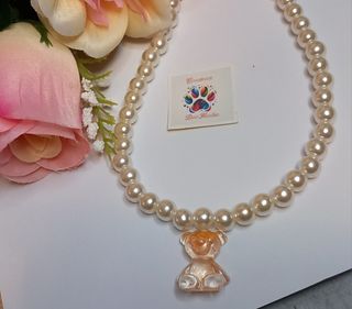 Collar de perlas mini ositos (naranja)