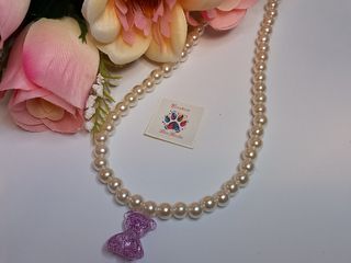 Collar de perlas mini ositos (morado)