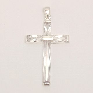Colgante cruz de plata y circonita 