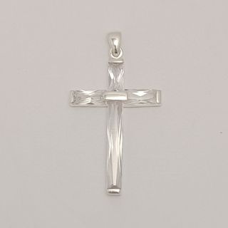Colgante cruz de plata y circonita 