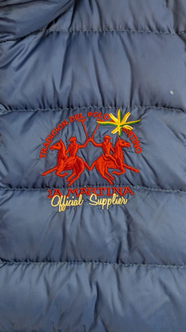 Chaleco La Martina azul plumas talla L