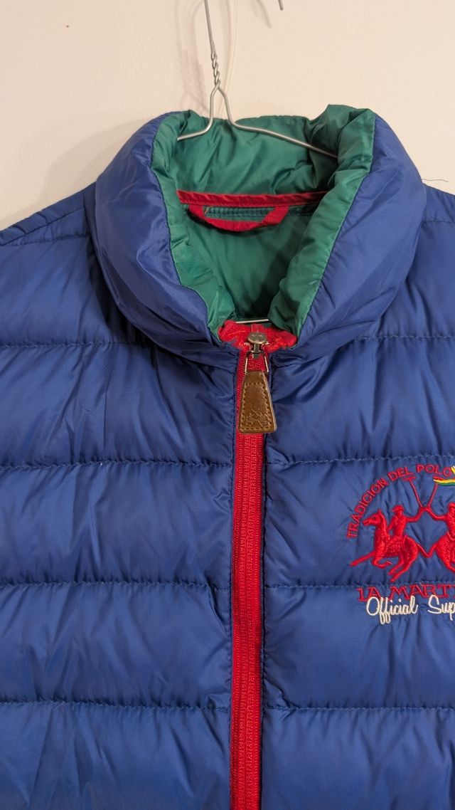 Chaleco La Martina azul plumas talla L