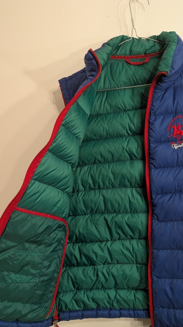 Chaleco La Martina azul plumas talla L