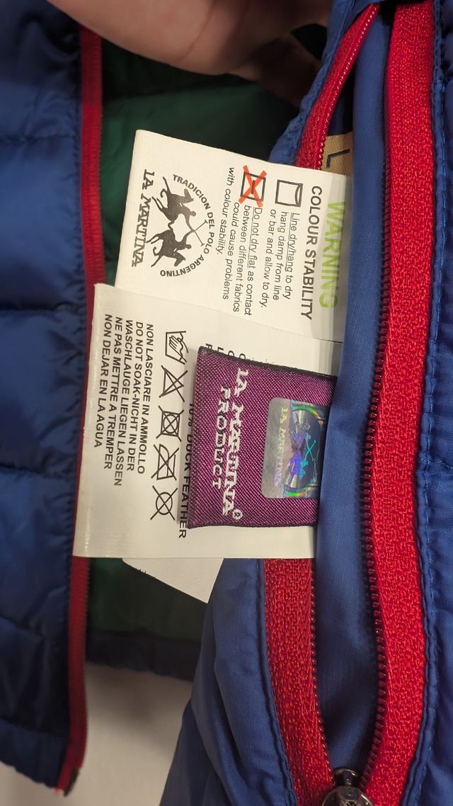 Chaleco La Martina azul plumas talla L