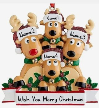 Adorno navidad personalizable renos familia de 2