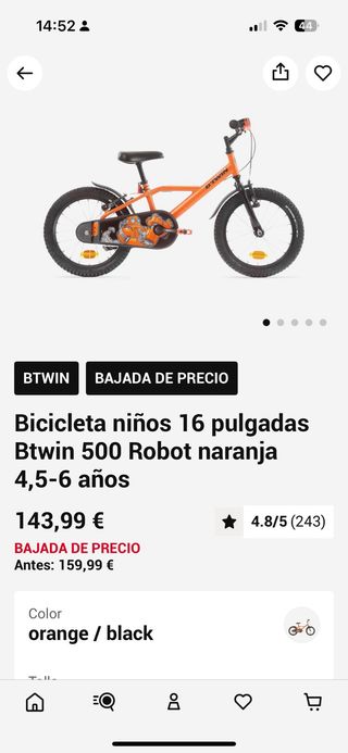 Bicicleta B TWIN niño 4 a 8 años (105 a 120 cm.)