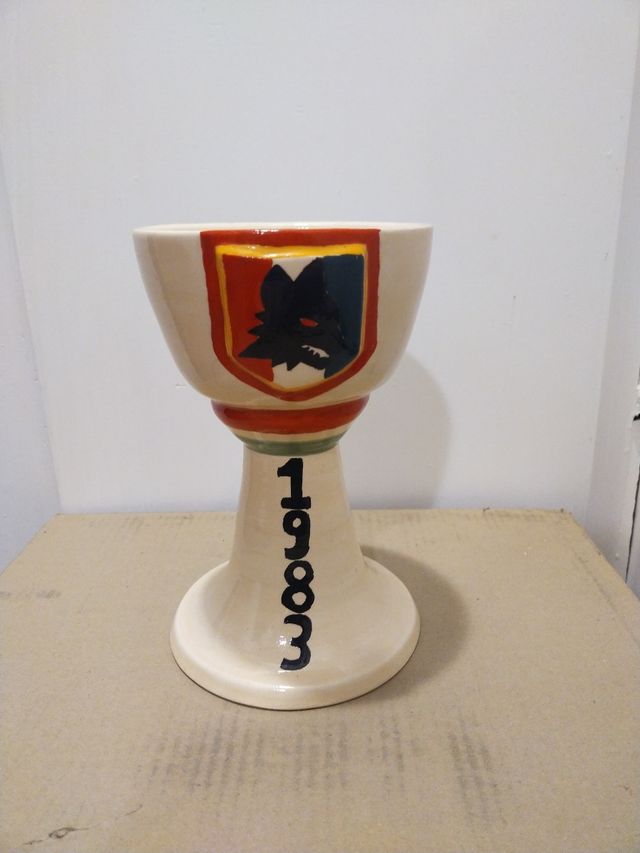 Coppa della Roma 1983 in ceramica fatta a mano