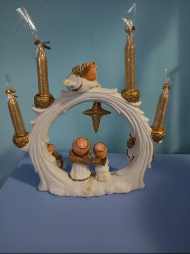 Porta candele angeli oro bianco glitter