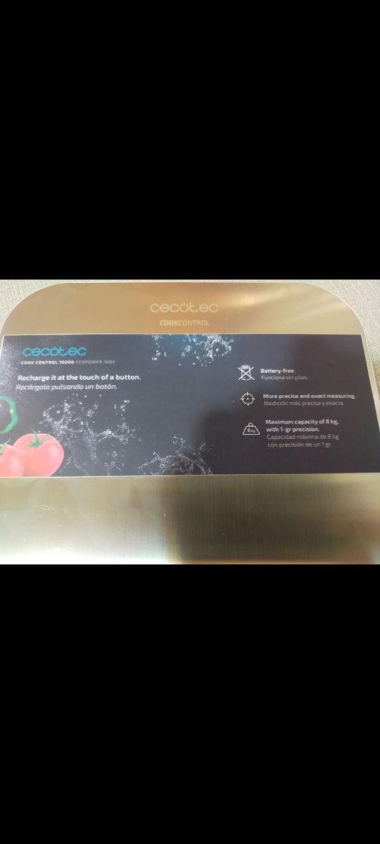 Peso de cocina sin pilas