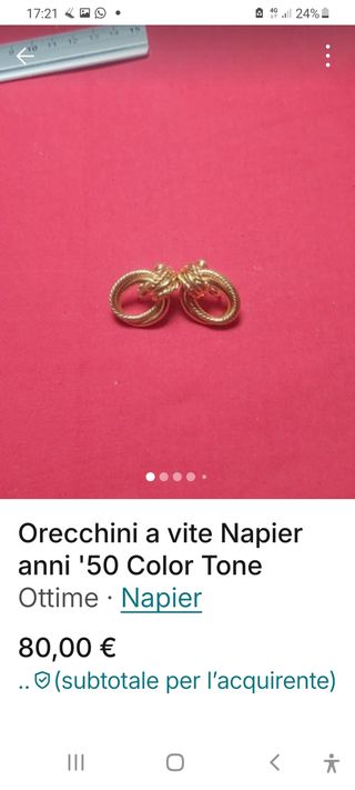 Orecchini vintage anni 50 Napier