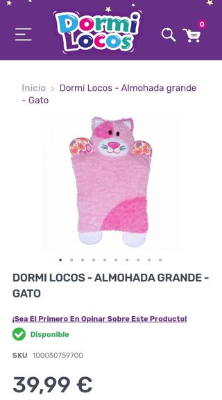 Dormi Locos - almohada gato rosa - SIN ESTRENAR