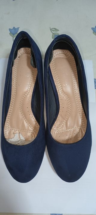 Zapatos de terciopelo azul.
