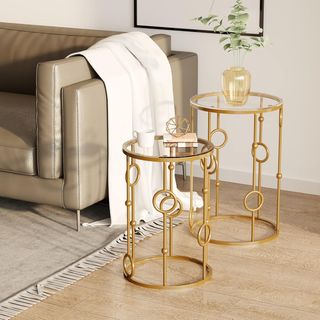 Set 2 Pezzi Tavolini da Caffè Design Elegante con