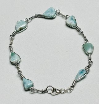 Pulsera con larimar de 7 mm en plata de ley 925