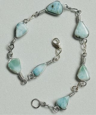 Pulsera con larimar de 7 mm en plata de ley 925