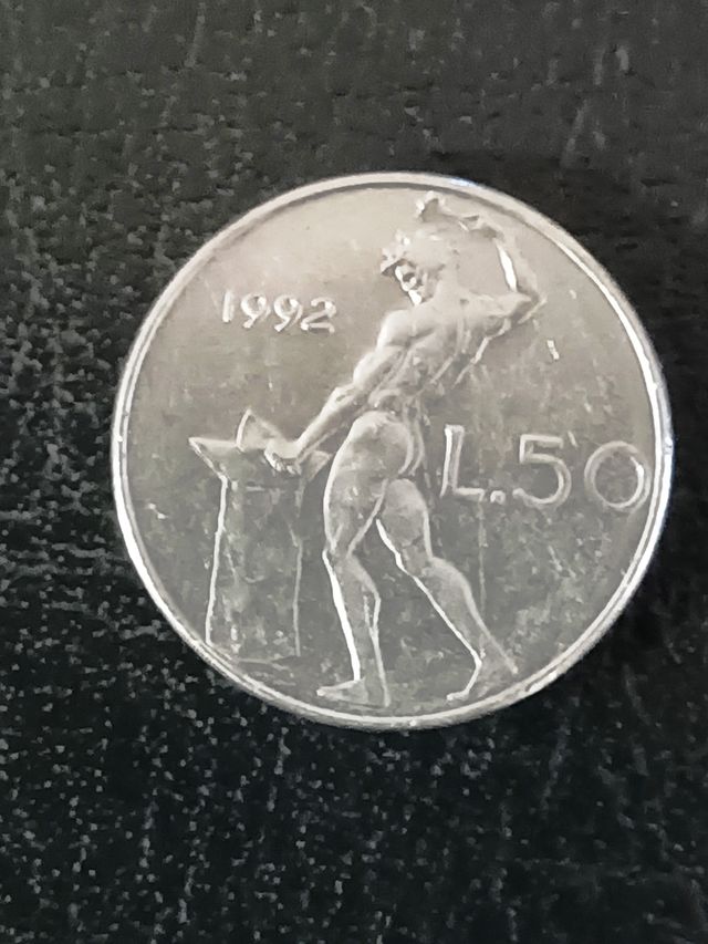 50 L. MINI 1992 REPUBBLICA SEGNO ZECCA "R" ASSENTE