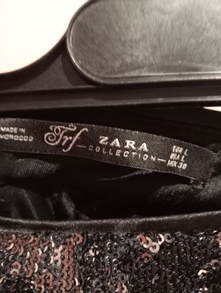 Falda lentejuelas negra Zara